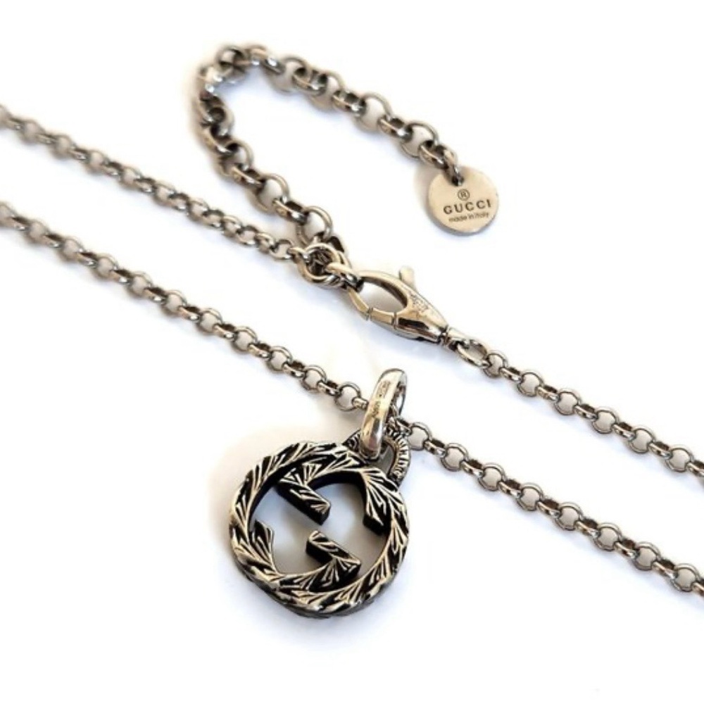Gucci Arabesque Necklace Interlocking 455535 Silver Ag925 Stamp